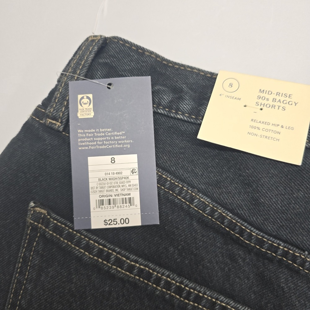 Universal Thread Womens 8 Black Mid-Rise 90s Baggy Denim Shorts NWT 014194902 - Picture 3 of 9